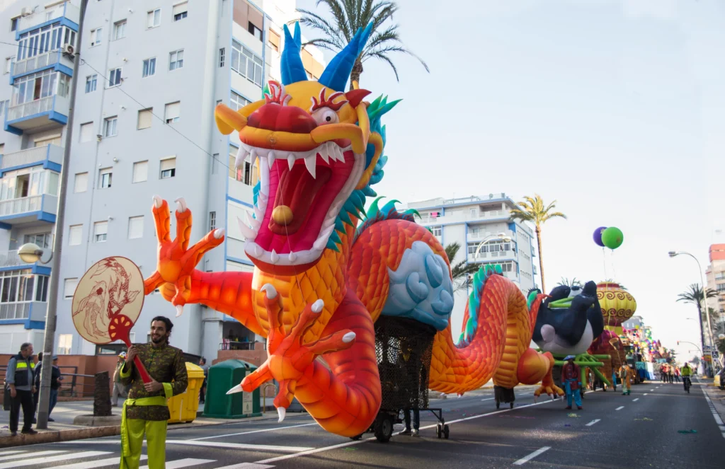 Brotóns año nuevo chino banner cabalgata dragón legendario pay chi