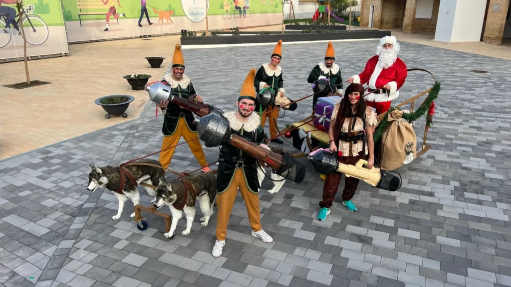Brotóns navidad papa noel elfos huskies trineo pasacalles banner cabalgata
